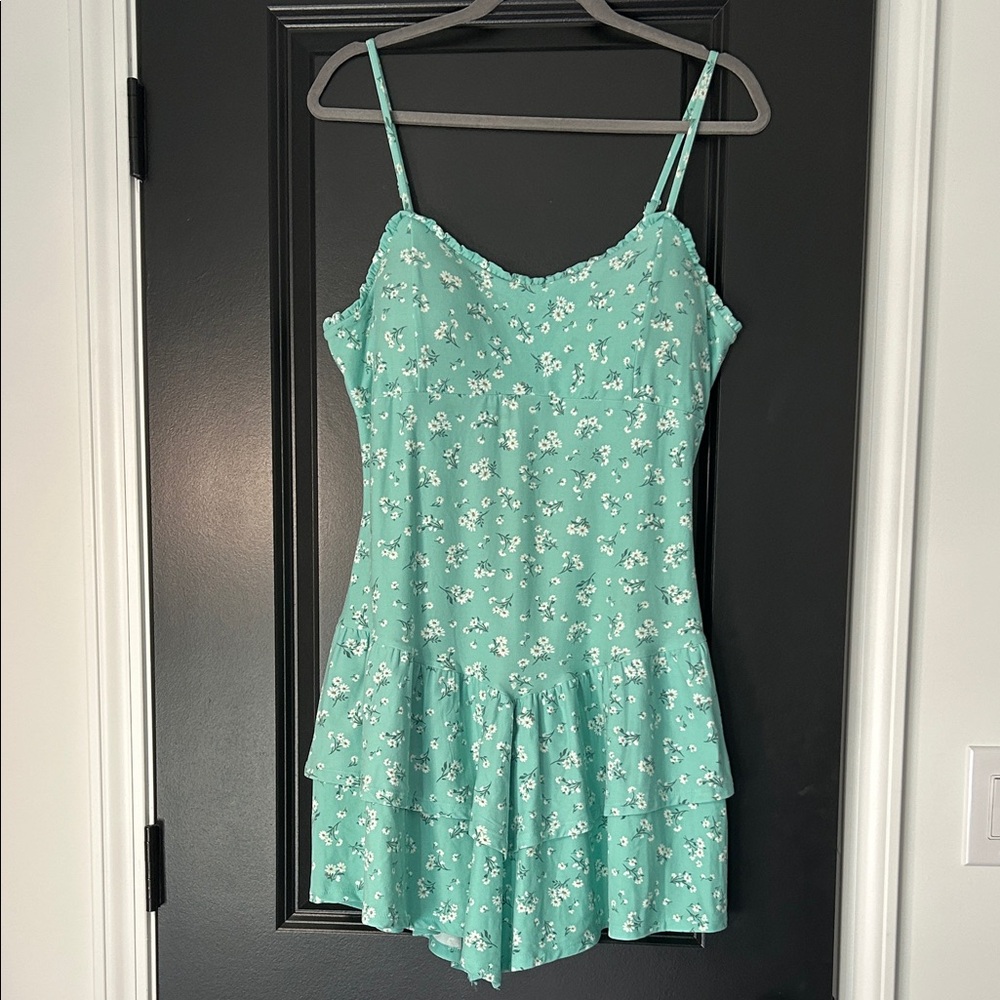 No Boundaries Mint Green Floral Mini Dress